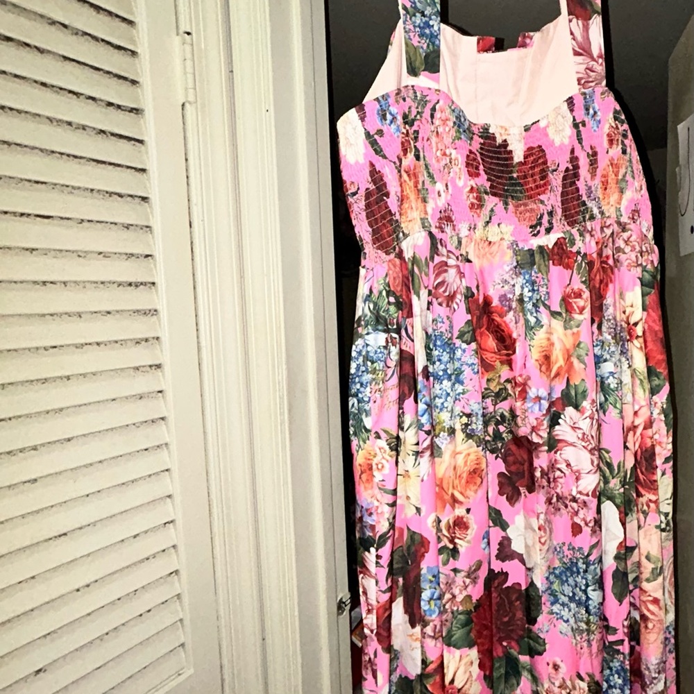 SHEIN Pink Floral Midi Dress (Never Worn/Brand New) - Picture 2 of 6